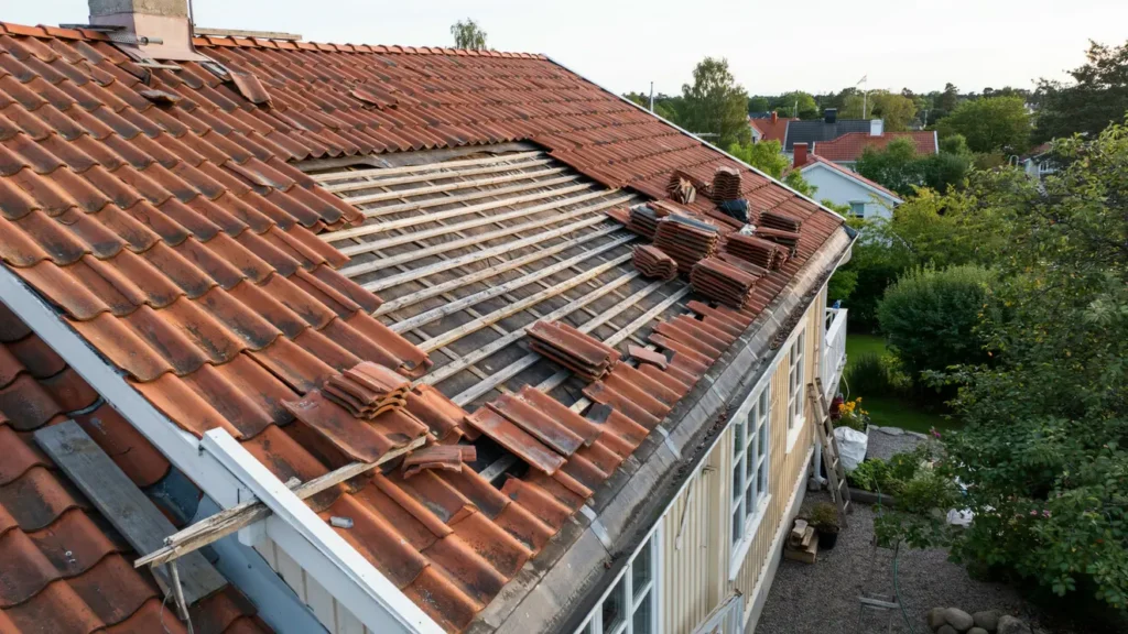 renovering av t tskikt eller byte av tegeltak p villa